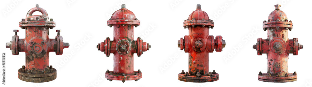 Fire hydrant isolated on transparent background, set of Fire hydrant isolated on transparent background, set of