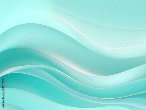 Turquoise pastel tint gradient background with wavy lines blank empty pattern with copy space for product design or text copyspace mock-up template 