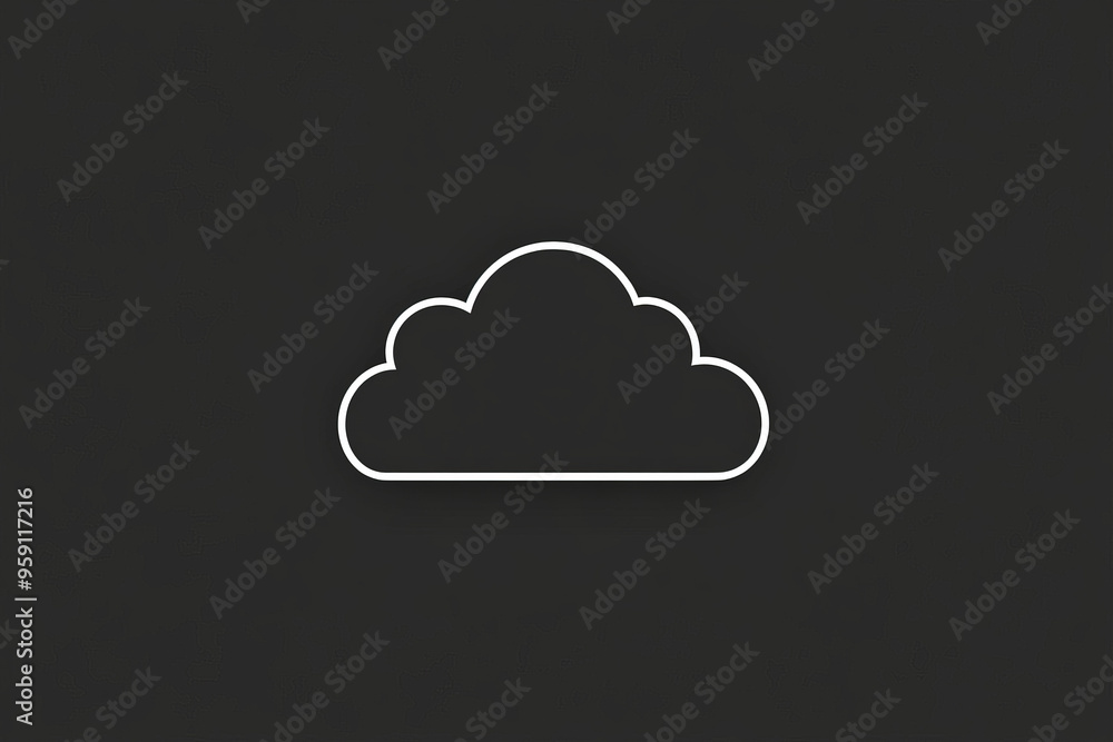 A simple white line drawing of a cloud with soft, rounded edges. The minimalist design captures the light and airy nature of the cloud. A simple white line drawing of a cloud with soft, rounded edges. The minimalist design captures the light and airy nature of the cloud.
