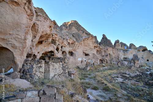 The ancient city of Keslik, located in Kayseri, Turkey, is famous for its caves carved into the rocks. 