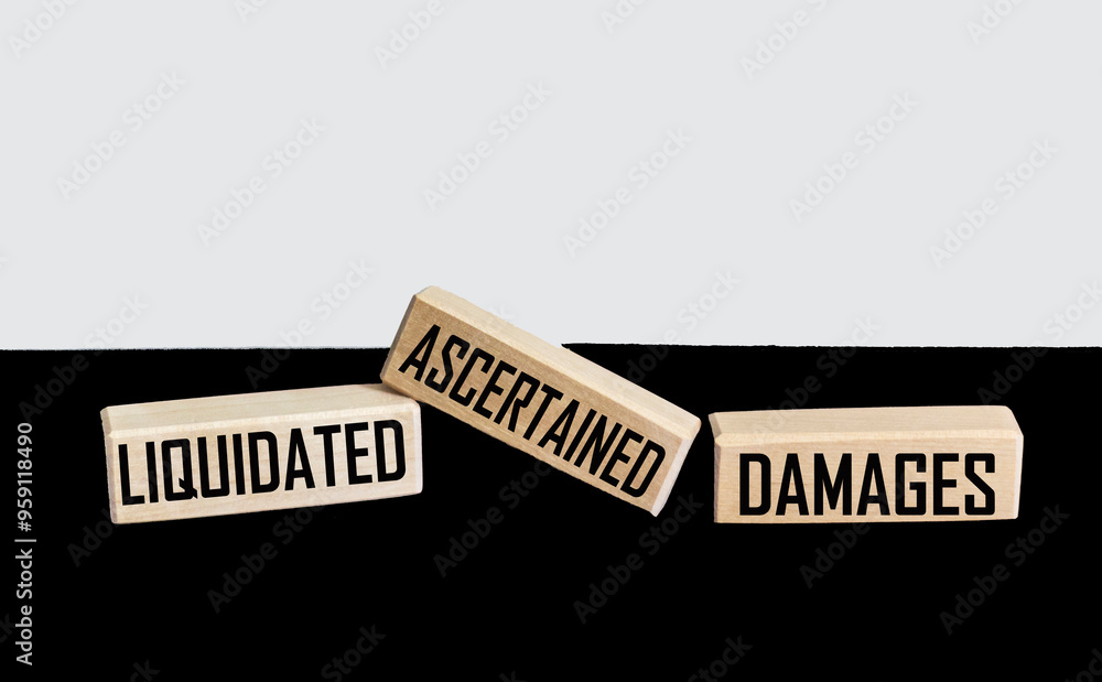 Obraz premium On wooden blocks the text is liquidated established losses. Black and white background