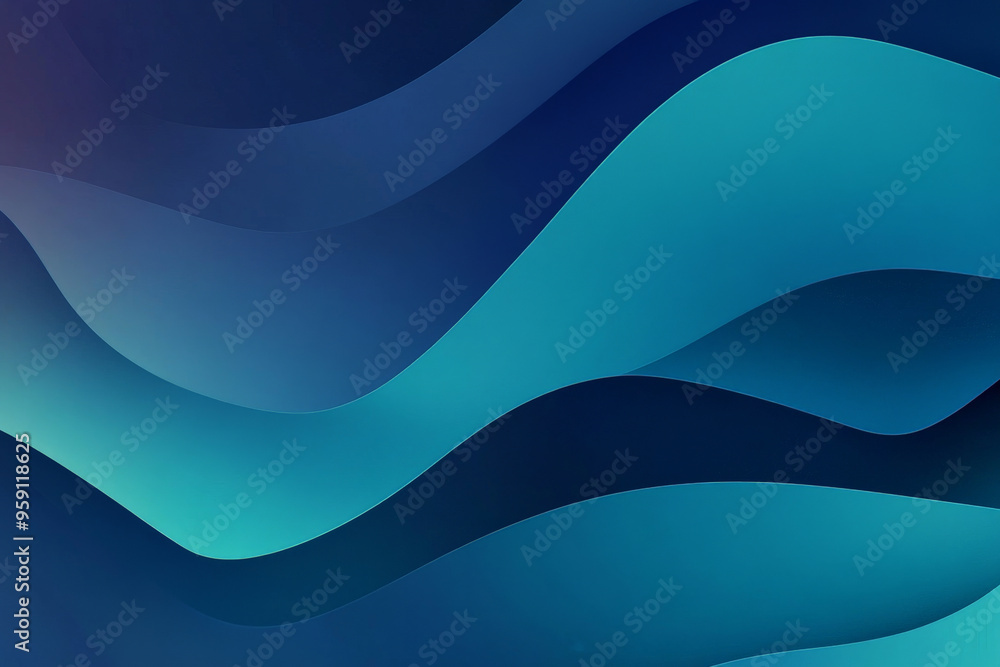 Fototapeta premium Sleek modern web design backdrop featuring a gradient from deep blue to turquoise, with subtle abstract waves in the background. The design is clean and minimalistic, perfect for showcasing