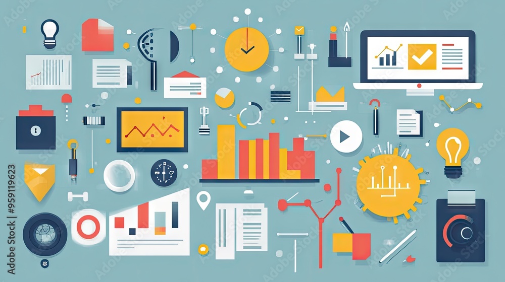 A business plan laid out with charts and graphs, symbolizing the strategic steps towards achieving business goals. A business plan laid out with charts and graphs, symbolizing the strategic steps towards achieving business goals.