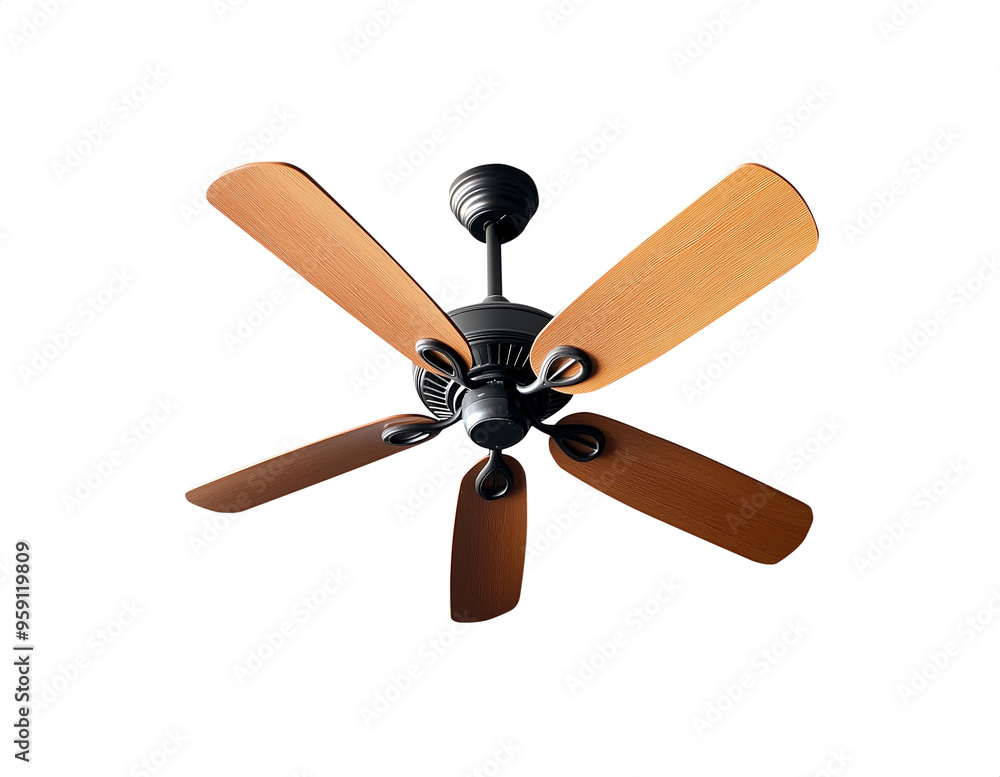 Classic wooden electric ceiling fan. Isolated transparent background PNG. Pen tool cutout. Classic wooden electric ceiling fan. Isolated transparent background PNG. Pen tool cutout.