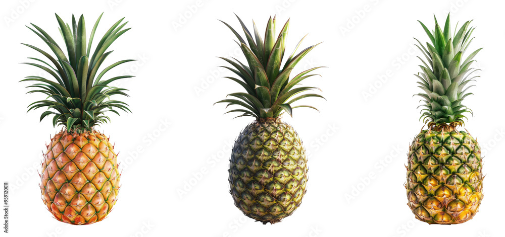 pineapple isolated on transparent background, set of pineapple isolated on transparent background, set of