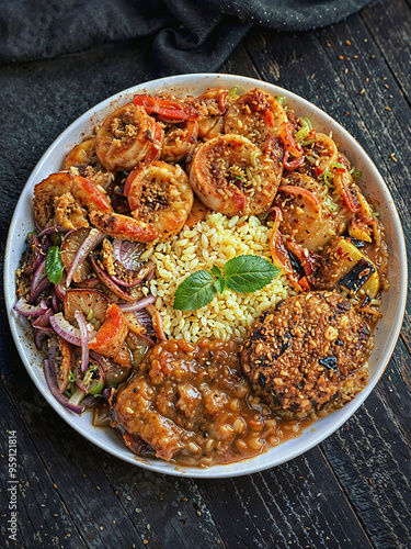 Srilankan Rice With Shrimps photo