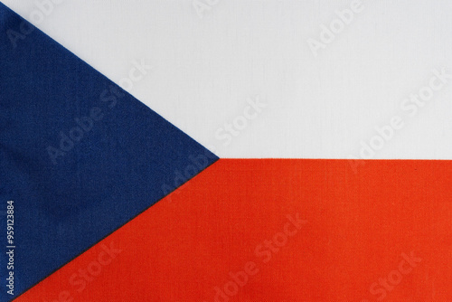 National flag Czech Republic as background, closeup.