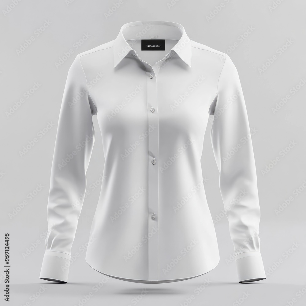 Women Long Sleeve Shirt Mockup - 3D Rendering with Blank Background Women Long Sleeve Shirt Mockup - 3D Rendering with Blank Background