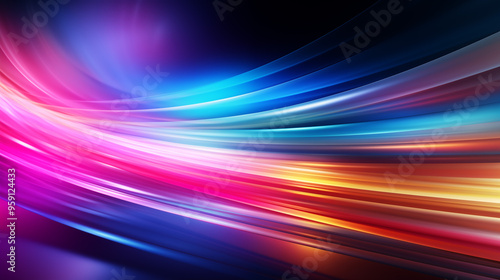 Rainbow gradient colors blend in a motion blur effect, creating a dynamic and fluid abstract background that adds vibrant energy to creative projects.