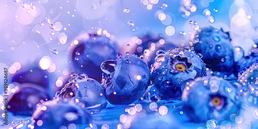 Blueberry wet close-up Blueberry wet close-up
