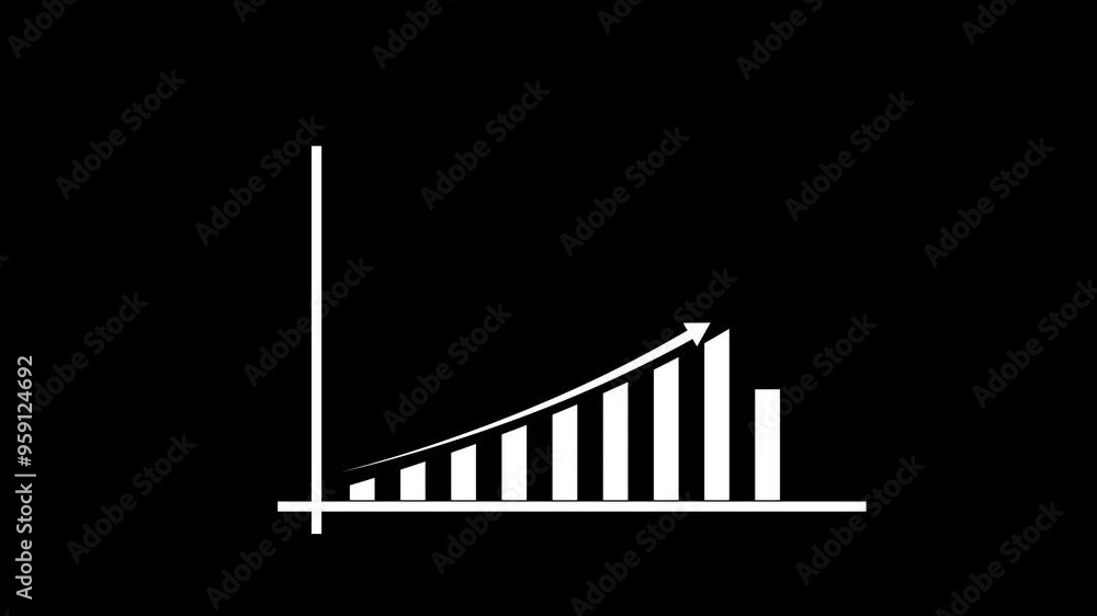 business graph chart, animation with upward trend. business graph chart, animation with upward trend.