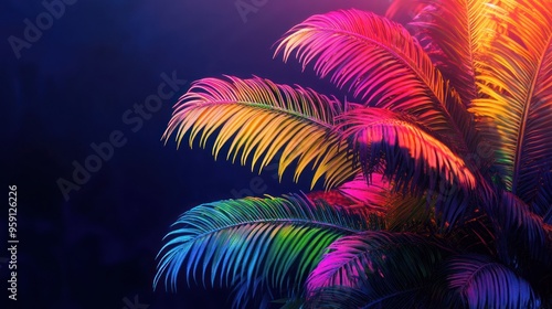 Wallpaper Mural Neon Palm Leaves Torontodigital.ca