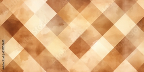 Vintage brown checkered watercolor background