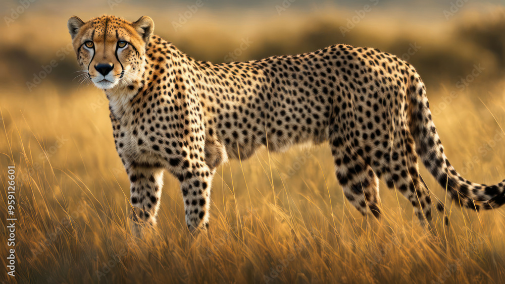 cheetah in savanah illustration cheetah in savanah illustration