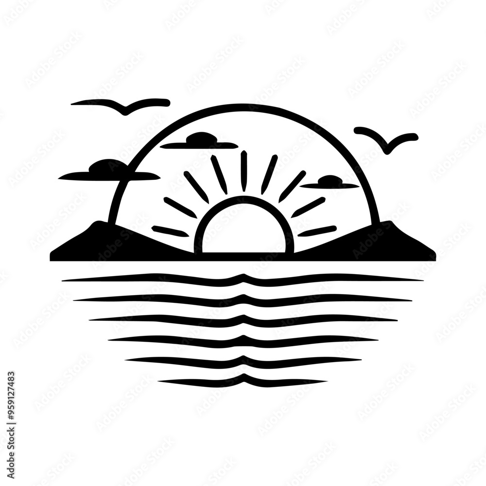 sunrise icon or modern line symbol. Vector line art and icon design ...