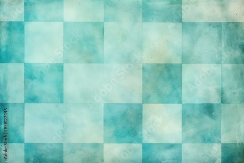 Vintage cyan checkered watercolor background