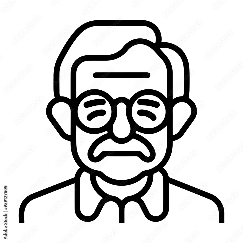 senior icon or modern line symbol. Vector line art and icon design with bold outline. Black and white Pixel Perfect minimalistic symbol isolated white background. Silhouette simple thin sign