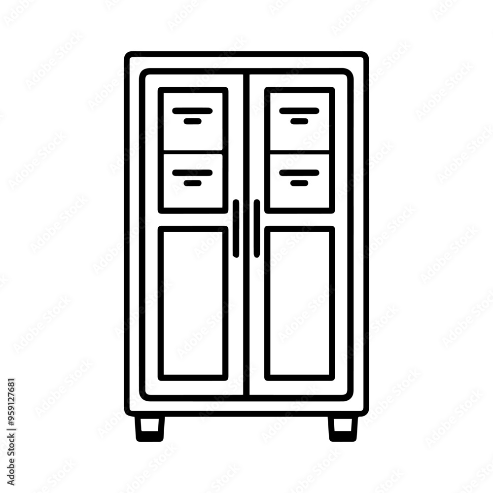 cupboard icon or modern line symbol. Vector line art and icon design with bold outline. Black and white Pixel Perfect minimalistic symbol isolated white background. Silhouette simple thin sign cupboard icon or modern line symbol. Vector line art and icon design with bold outline. Black and white Pixel Perfect minimalistic symbol isolated white background. Silhouette simple thin sign