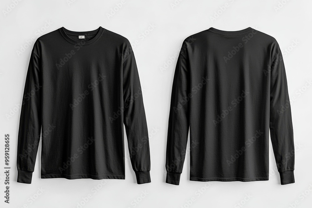 Black long sleeve tshirt mockup isolated created with Generative AI Black long sleeve tshirt mockup isolated created with Generative AI