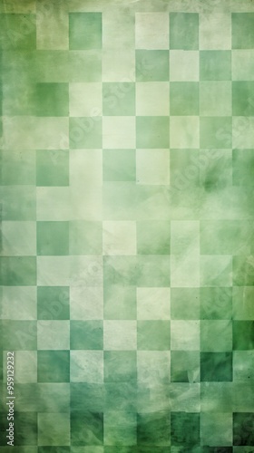 Vintage green checkered watercolor background