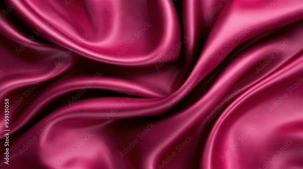A close-up image of pink satin fabric with many folds on the side A close-up image of pink satin fabric with many folds on the side