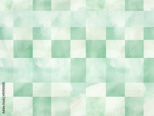 Vintage mint green checkered watercolor background