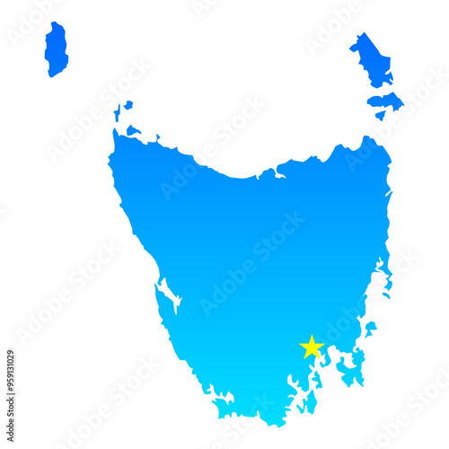 Map of Tasmania with its capital Hobart  in Australia with a professional blue style