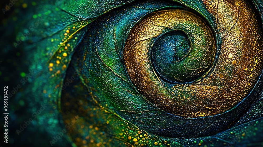 Obraz premium Green and yellow spiral art