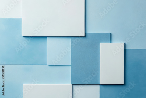 Wallpaper Mural A clean background with light color blocks in shades of soft blue and white. The design features a minimalist, contemporary look with smooth transitions and subtle patterns. Torontodigital.ca