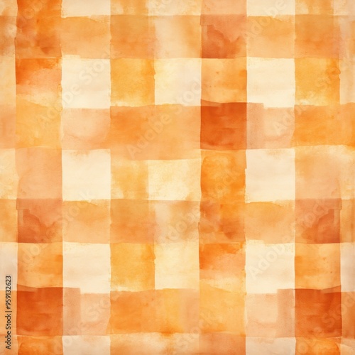 Vintage orange checkered watercolor background