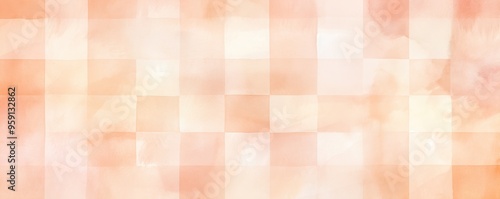 Vintage peach checkered watercolor background