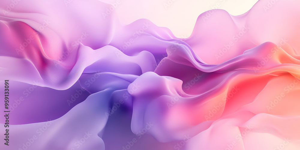 Obraz premium A graceful abstract background with flowing shapes in pastel hues of pink and lavender. The design features smooth, fluid lines and a serene, elegant atmosphere.