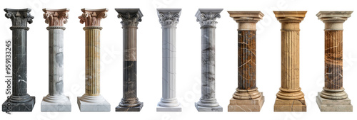 Pedestals set isolated on transparent background, set of