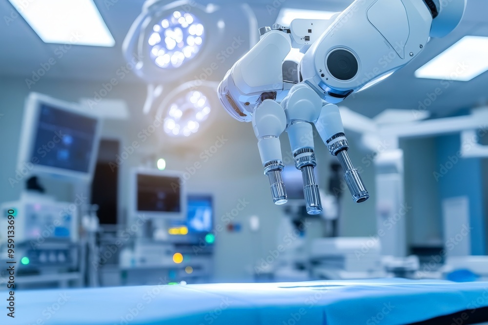 Innovative robotic arm performing surgery in advanced medical facility Innovative robotic arm performing surgery in advanced medical facility