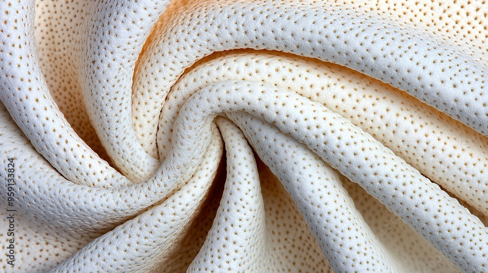 A zoomed-in photo of white cloth featuring tiny punctures in the center, as well as the lower portion of the fabric A zoomed-in photo of white cloth featuring tiny punctures in the center, as well as the lower portion of the fabric