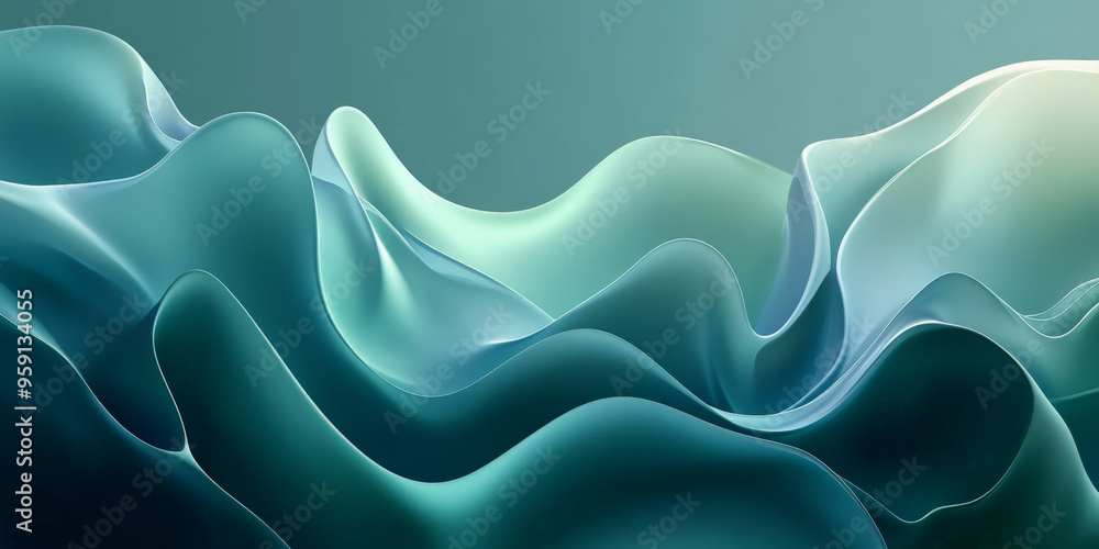 Obraz premium An abstract business background with soft, flowing lines and a gradient from blue to green. The design is calming and modern, ideal for business presentations and websites.