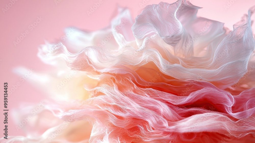 A close-up of a pink and white flower against a pink and white background with a pink sky in the distance A close-up of a pink and white flower against a pink and white background with a pink sky in the distance