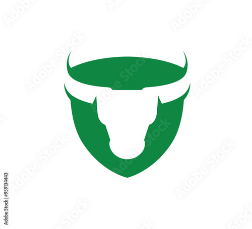 Creative bull head shield logo vector icon design illustration