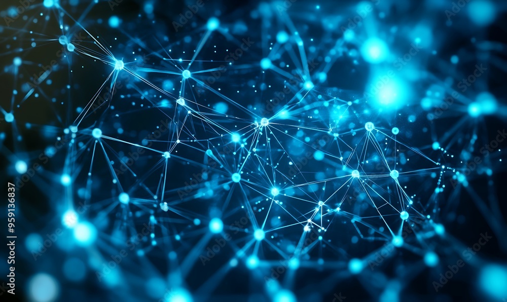 Abstract Blue Network with Glowing Nodes and Lines Abstract Blue Network with Glowing Nodes and Lines
