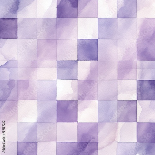 Vintage violet checkered watercolor background