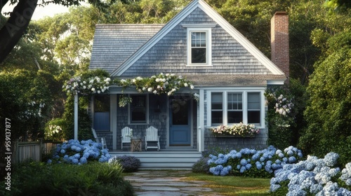 Wallpaper Mural Charming Cottage with Blue Flowers Torontodigital.ca