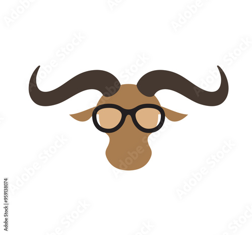 Creative Buffalo Geek Head Logo Vector Icon