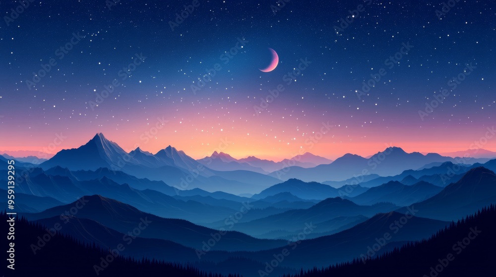 Majestic mountain landscape at dusk Majestic mountain landscape at dusk
