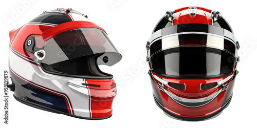 Race car halmet isolated on transparent background, set of