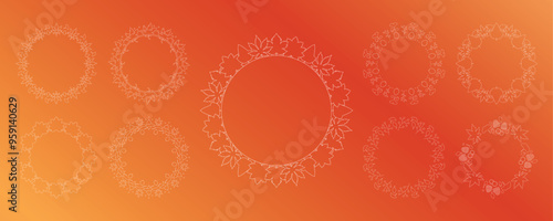 紅葉やイチョウ、木の実をモチーフにした秋の飾り枠。高級感のある囲みのデザイン