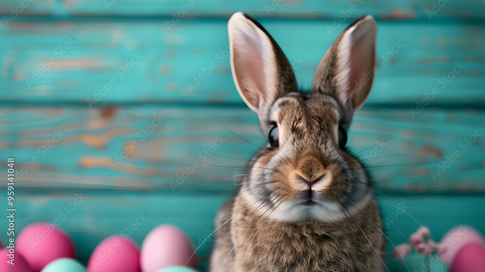 Fototapeta premium Easter Bunny With Eggs