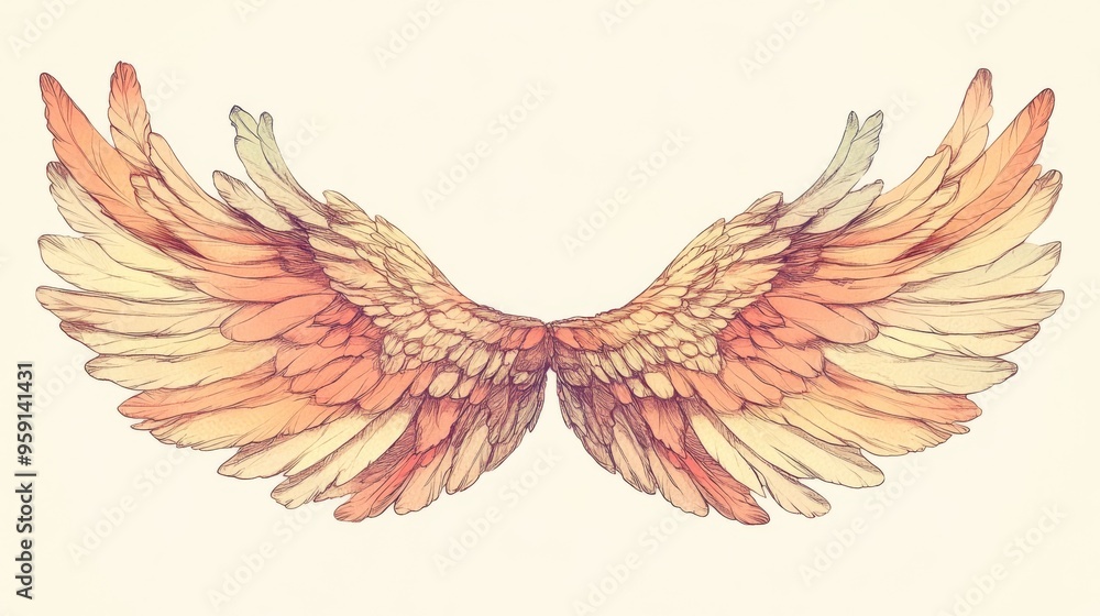 Fototapeta premium Watercolor Angel Wings Artwork