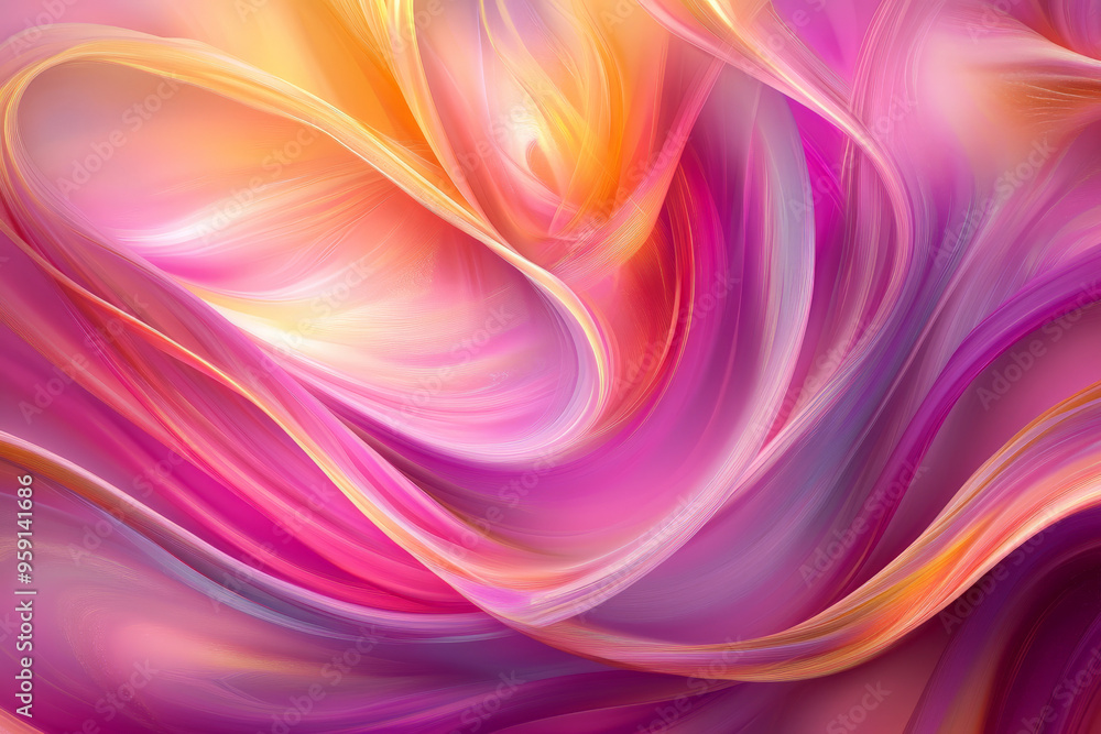Obraz premium A striking bright abstract background with swirling, colorful gradients in hues of pink, purple, and gold. The design features smooth transitions and a lively, modern aesthetic.