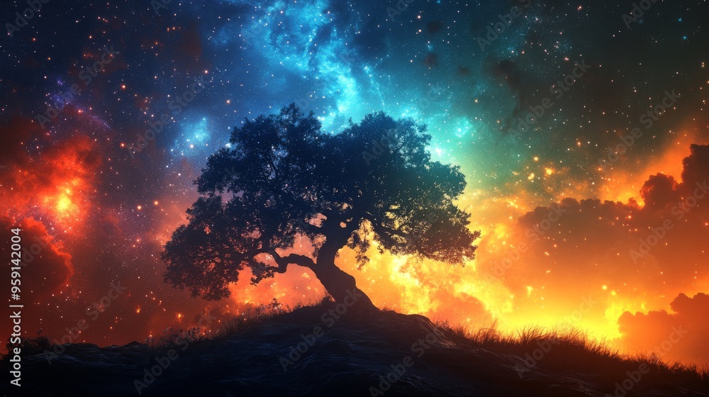 Majestic Tree Against A Galactic Sky Majestic Tree Against A Galactic Sky