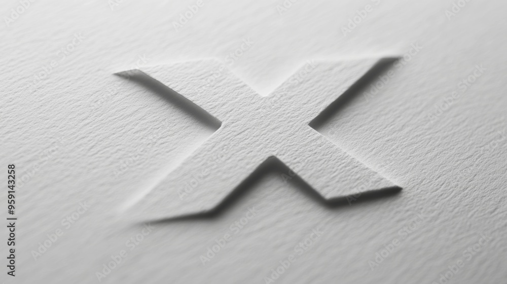 Obraz premium Embossed Letter X on Paper